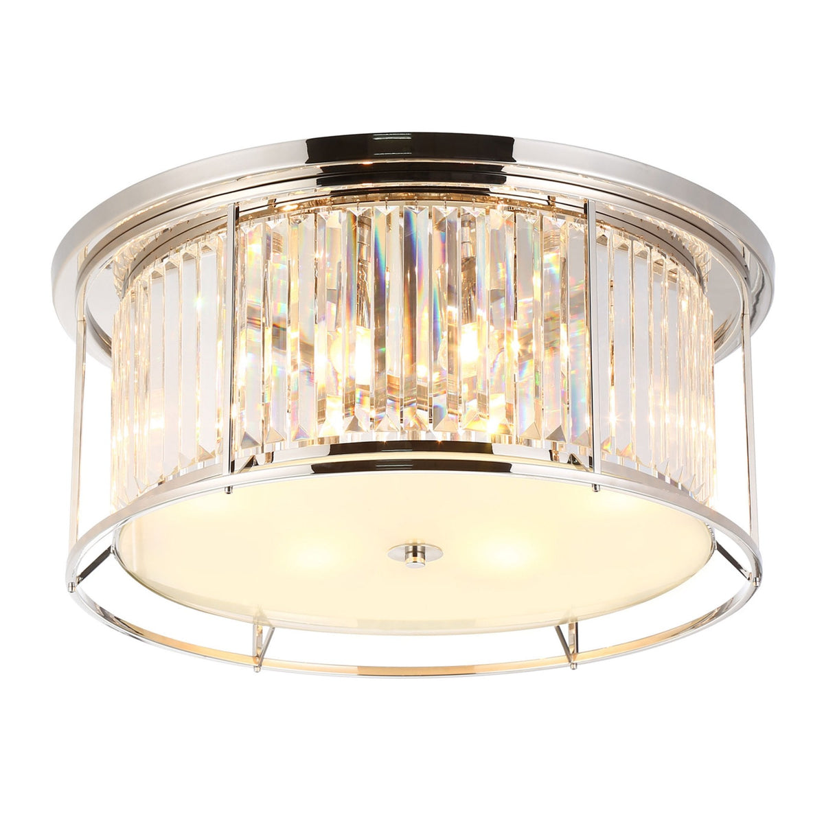 Torrington 6 Lamp 650mm Ceiling Light in Polished Nickel with Clear Crystals