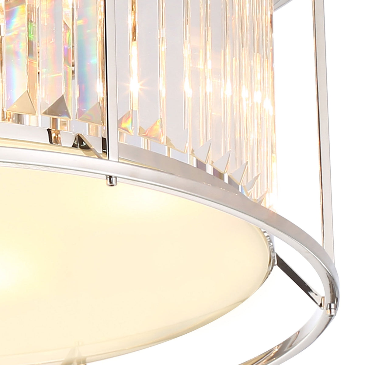 Torrington 6 Lamp 650mm Ceiling Light in Polished Nickel with Clear Crystals