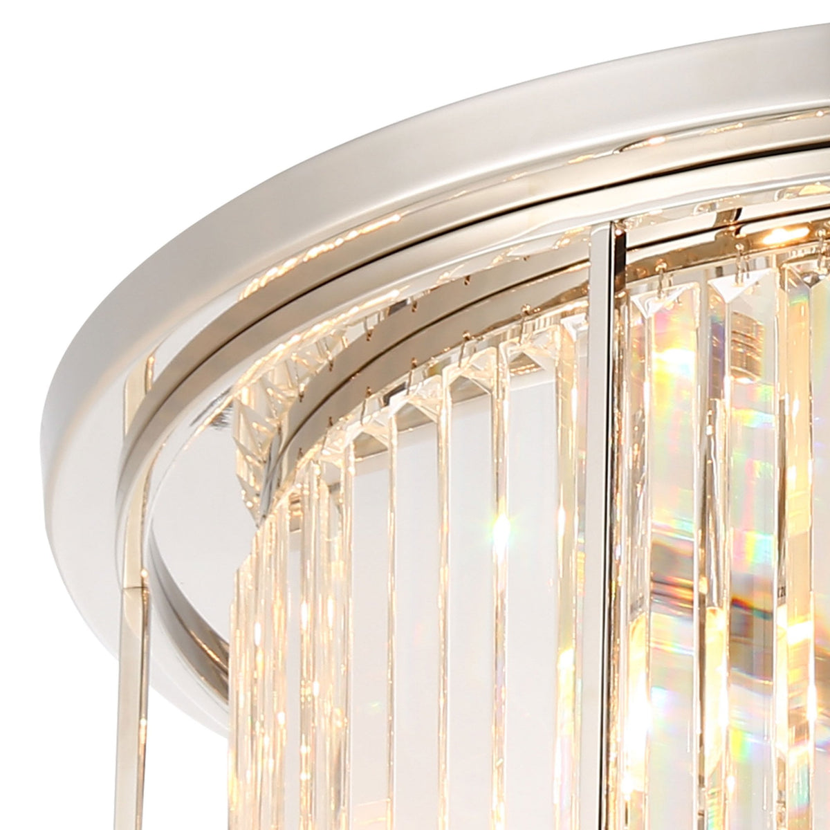 Torrington 6 Lamp 650mm Ceiling Light in Polished Nickel with Clear Crystals