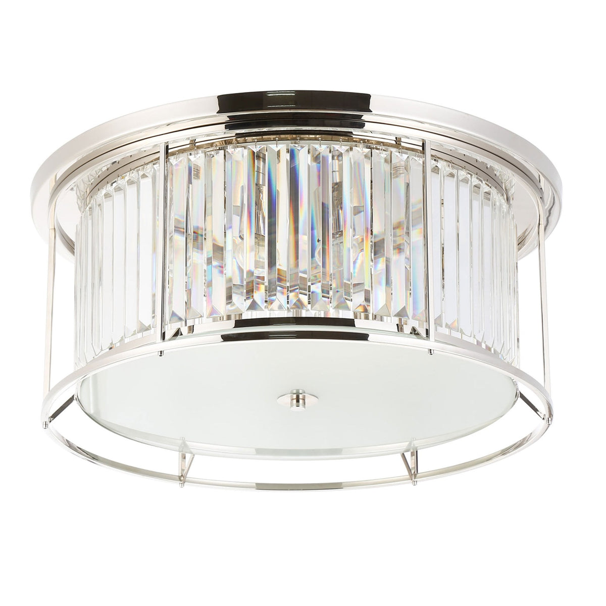 Torrington 6 Lamp 650mm Ceiling Light in Polished Nickel with Clear Crystals