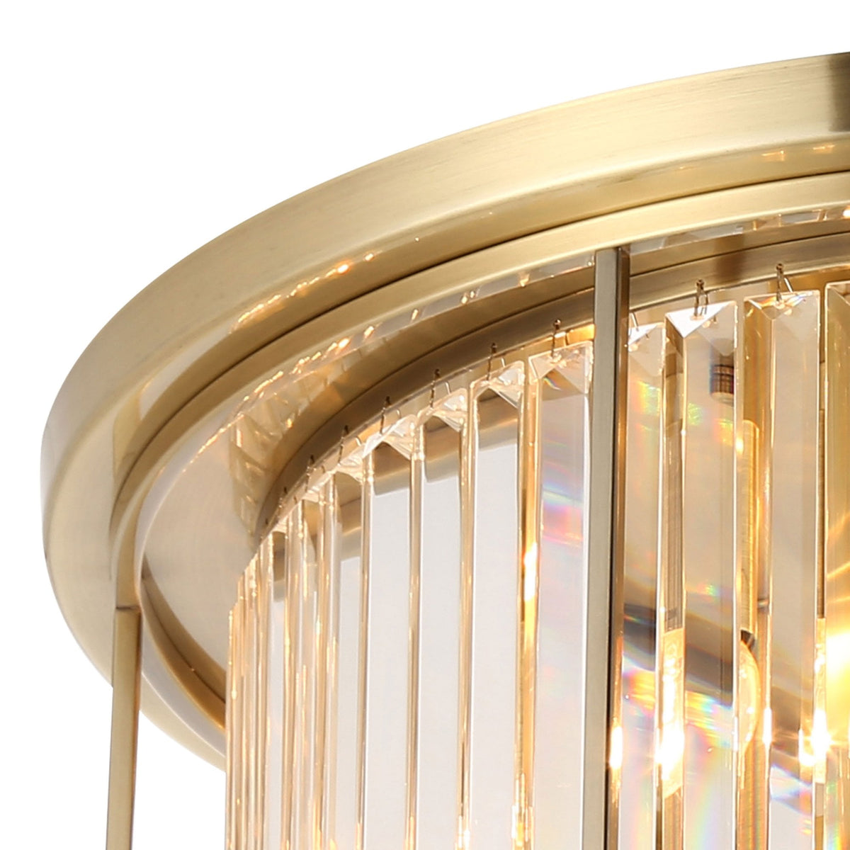 Torrington 6 Lamp 650mm Ceiling Light in Antique Brass with Clear Crystals