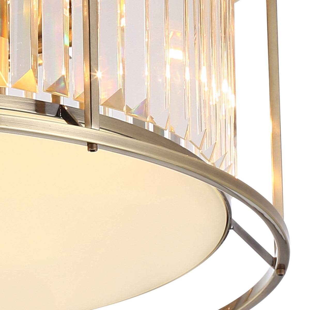 Torrington 6 Lamp 650mm Ceiling Light in Antique Brass with Clear Crystals