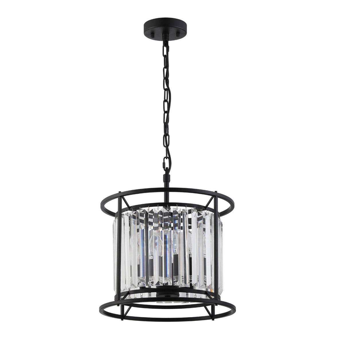 Torrington 3 Lamp 360mm Pendant in Satin Black with Clear Crystals