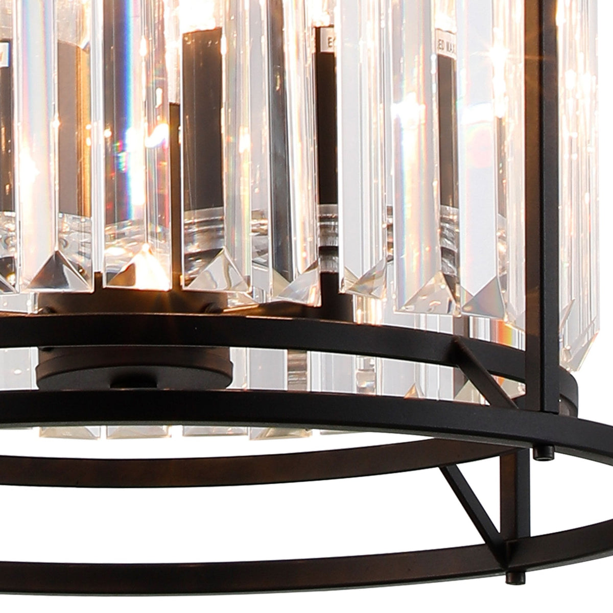 Torrington 3 Lamp 360mm Pendant in Satin Black with Clear Crystals