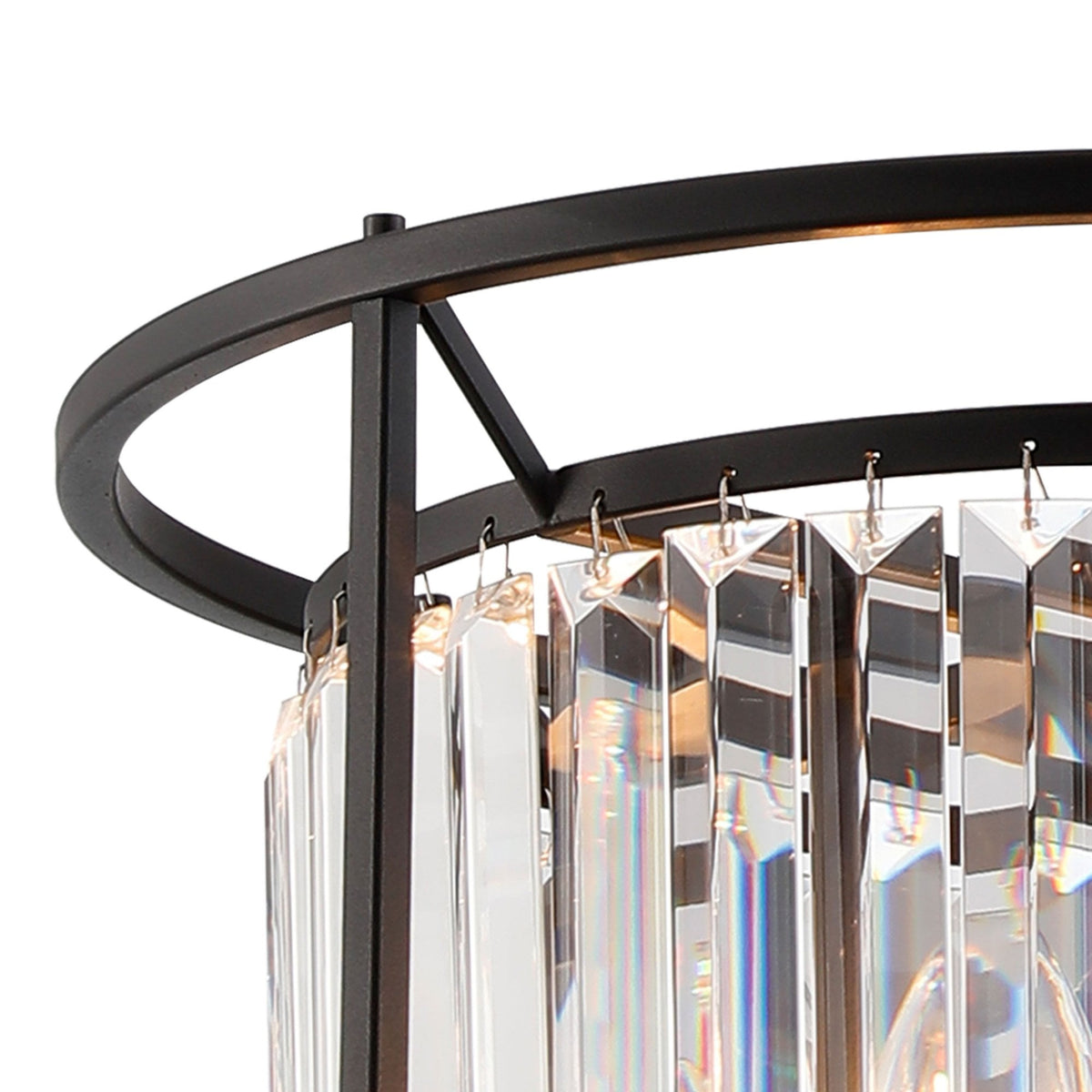 Torrington 3 Lamp 360mm Pendant in Satin Black with Clear Crystals