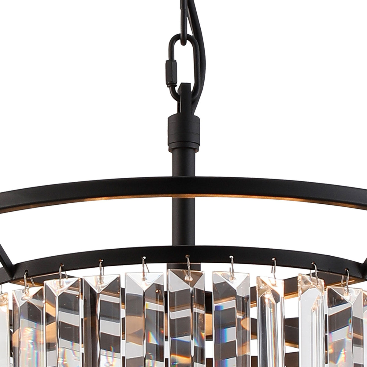 Torrington 3 Lamp 360mm Pendant in Satin Black with Clear Crystals