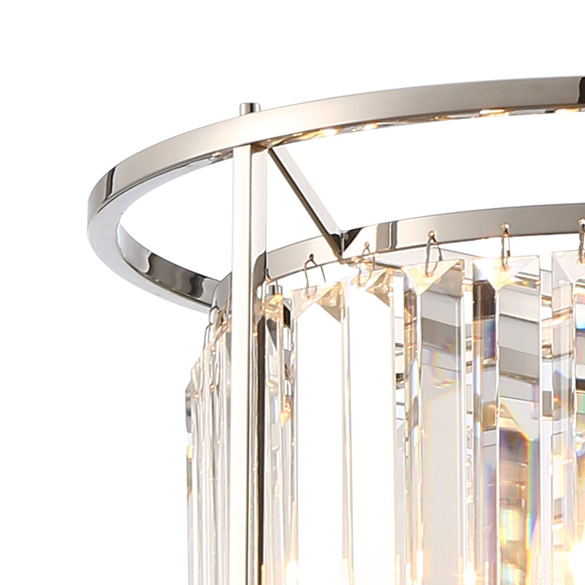 Torrington 3 Lamp 360mm Pendant in Polished Nickel with Clear Crystals