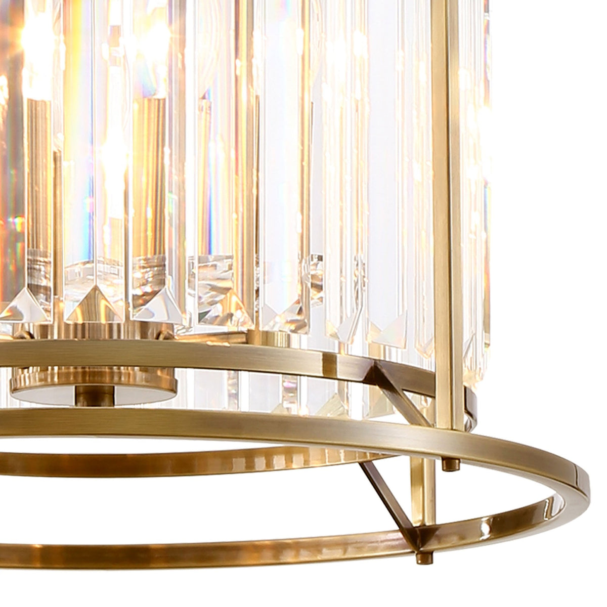 Torrington 3 Lamp 360mm Pendant in Antique Brass with Clear Crystals