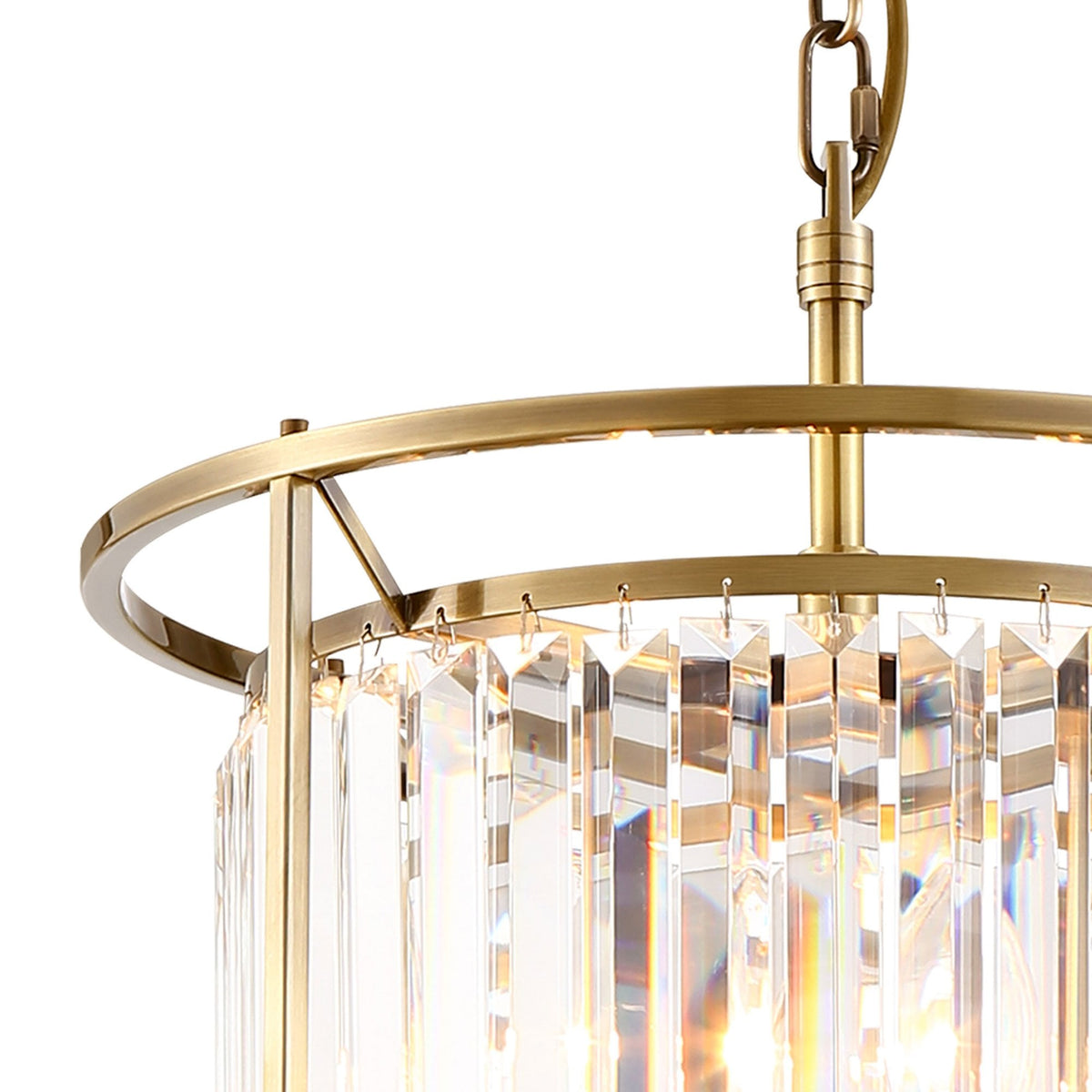 Torrington 3 Lamp 360mm Pendant in Antique Brass with Clear Crystals