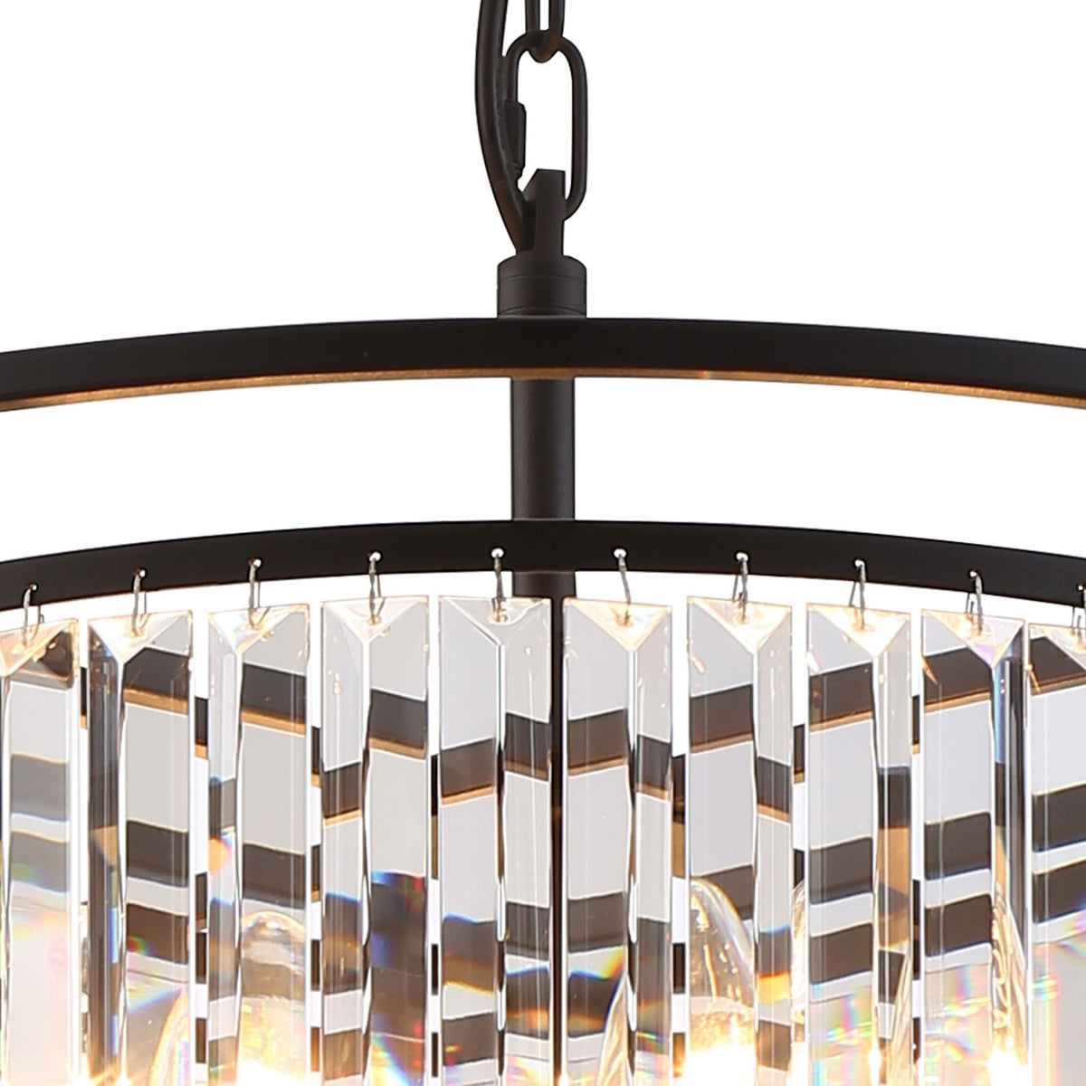 Torrington 6 Lamp 500mm Pendant in Satin Black with Clear Crystals