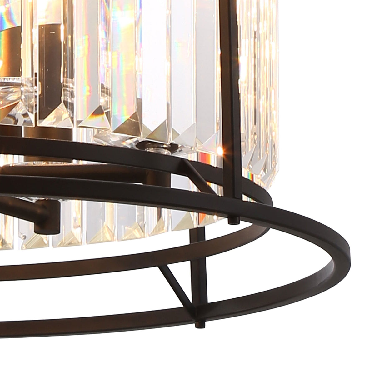 Torrington 6 Lamp 500mm Pendant in Satin Black with Clear Crystals