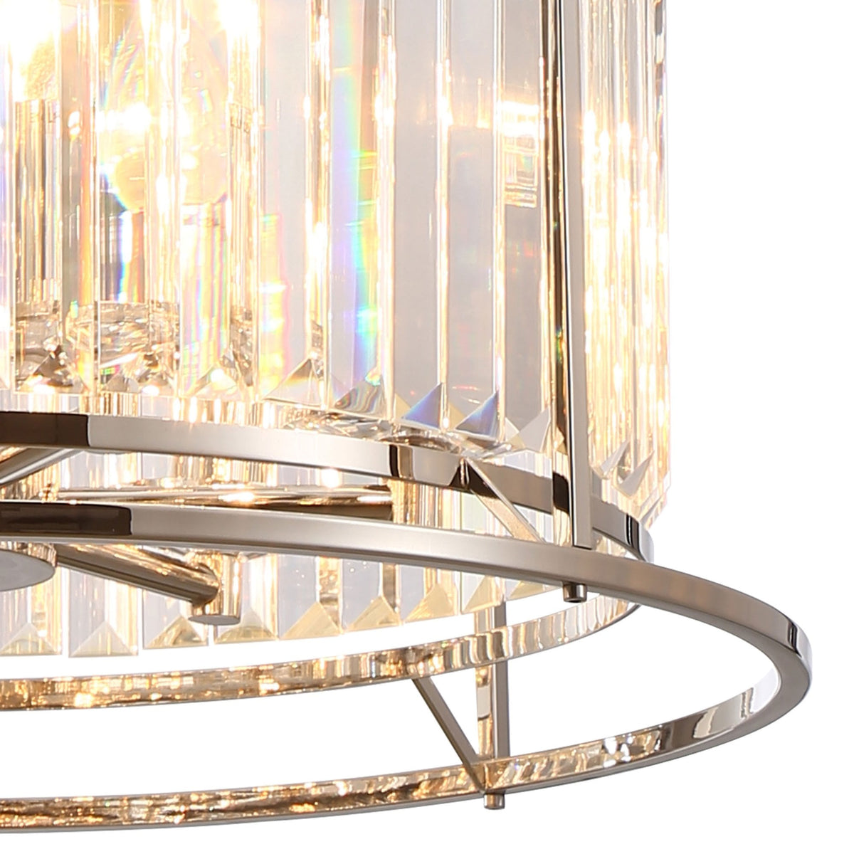 Torrington 6 Lamp 500mm Pendant in Polished Nickel with Clear Crystals