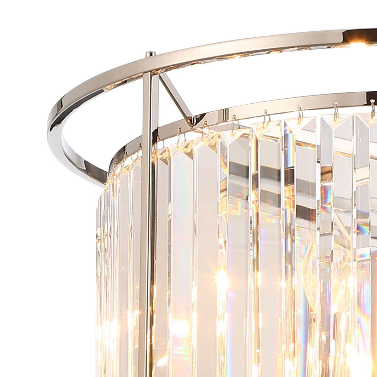 Torrington 6 Lamp 500mm Pendant in Polished Nickel with Clear Crystals
