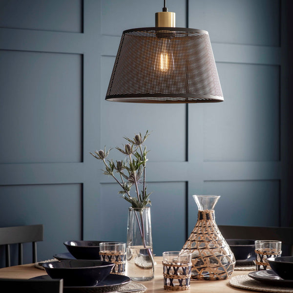 Curzon Pendant Light in Black & Brushed Brass