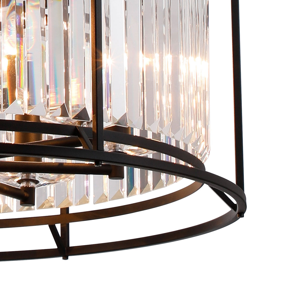 Torrington 8 Lamp 650mm Pendant in Satin Black with Clear Crystals