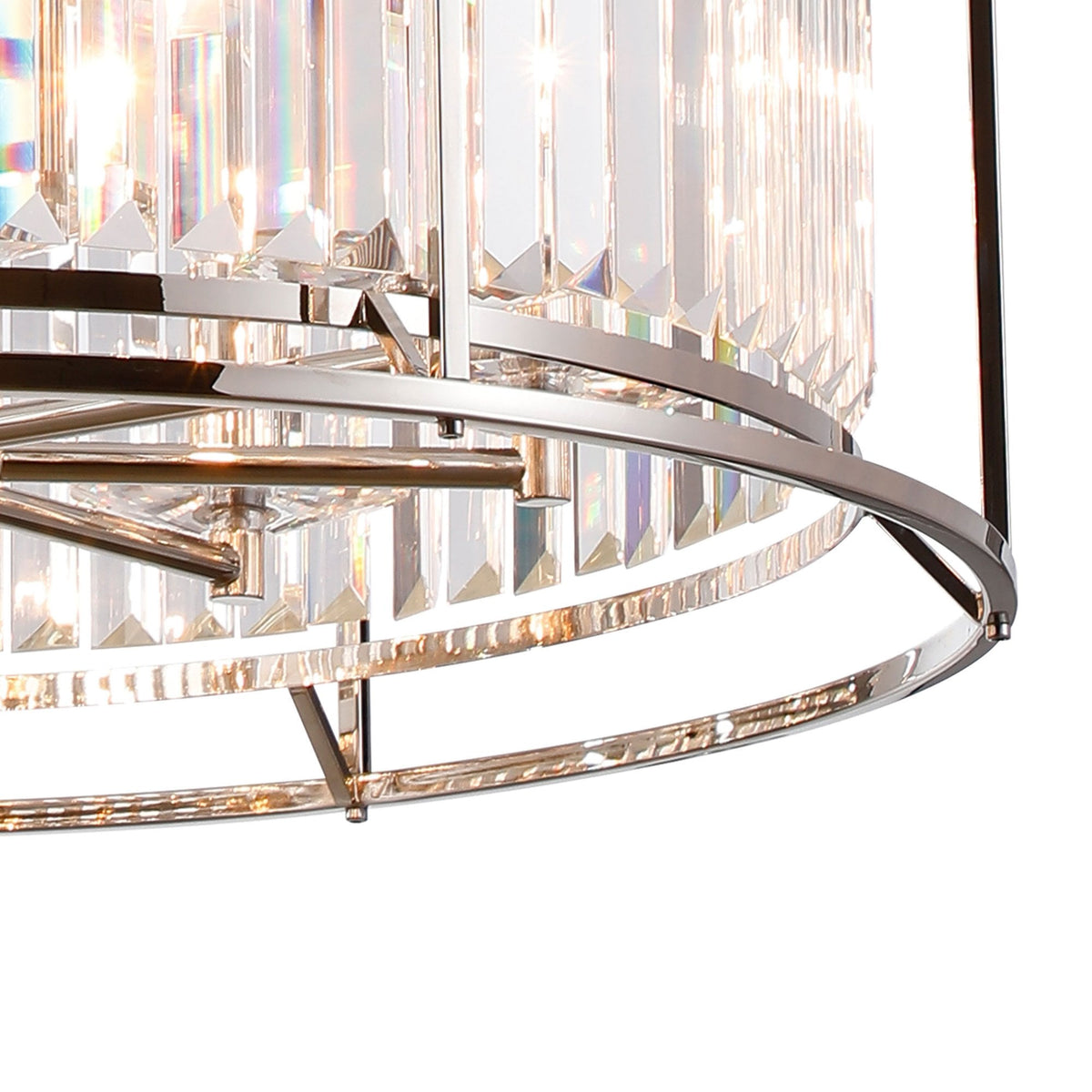 Torrington 8 Lamp 650mm Pendant in Polished Nickel with Clear Crystals