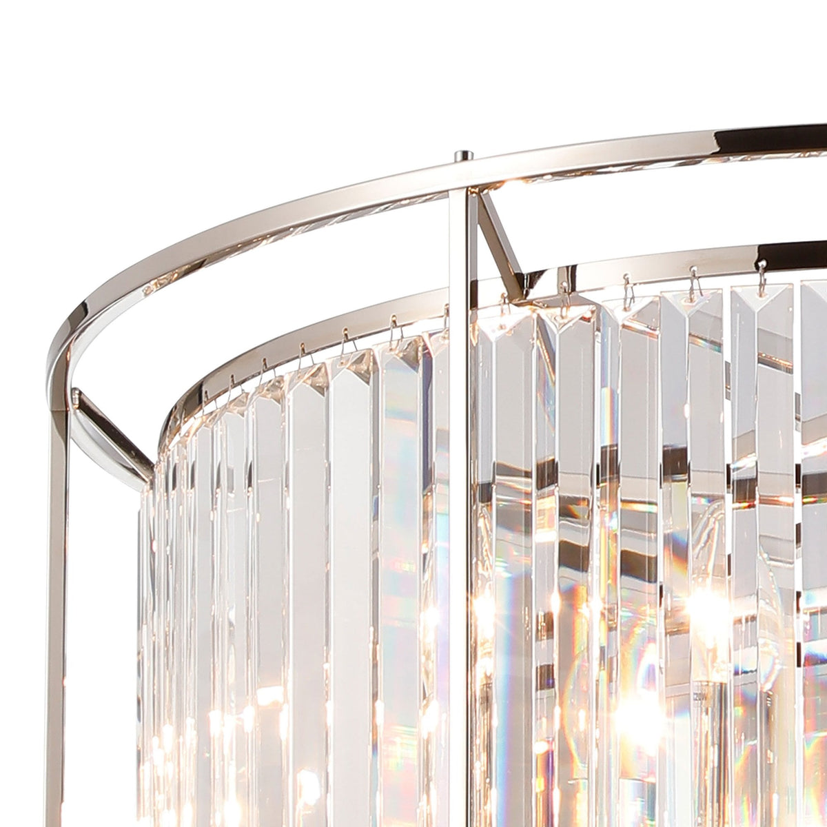 Torrington 8 Lamp 650mm Pendant in Polished Nickel with Clear Crystals