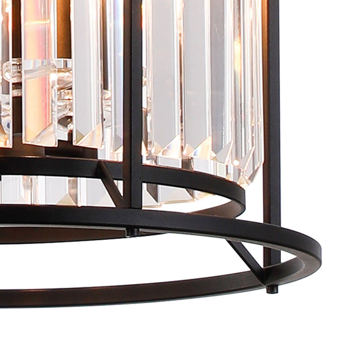 Torrington 6 Lamp 2 Tier Pendant in Satin Black with Clear Crystals