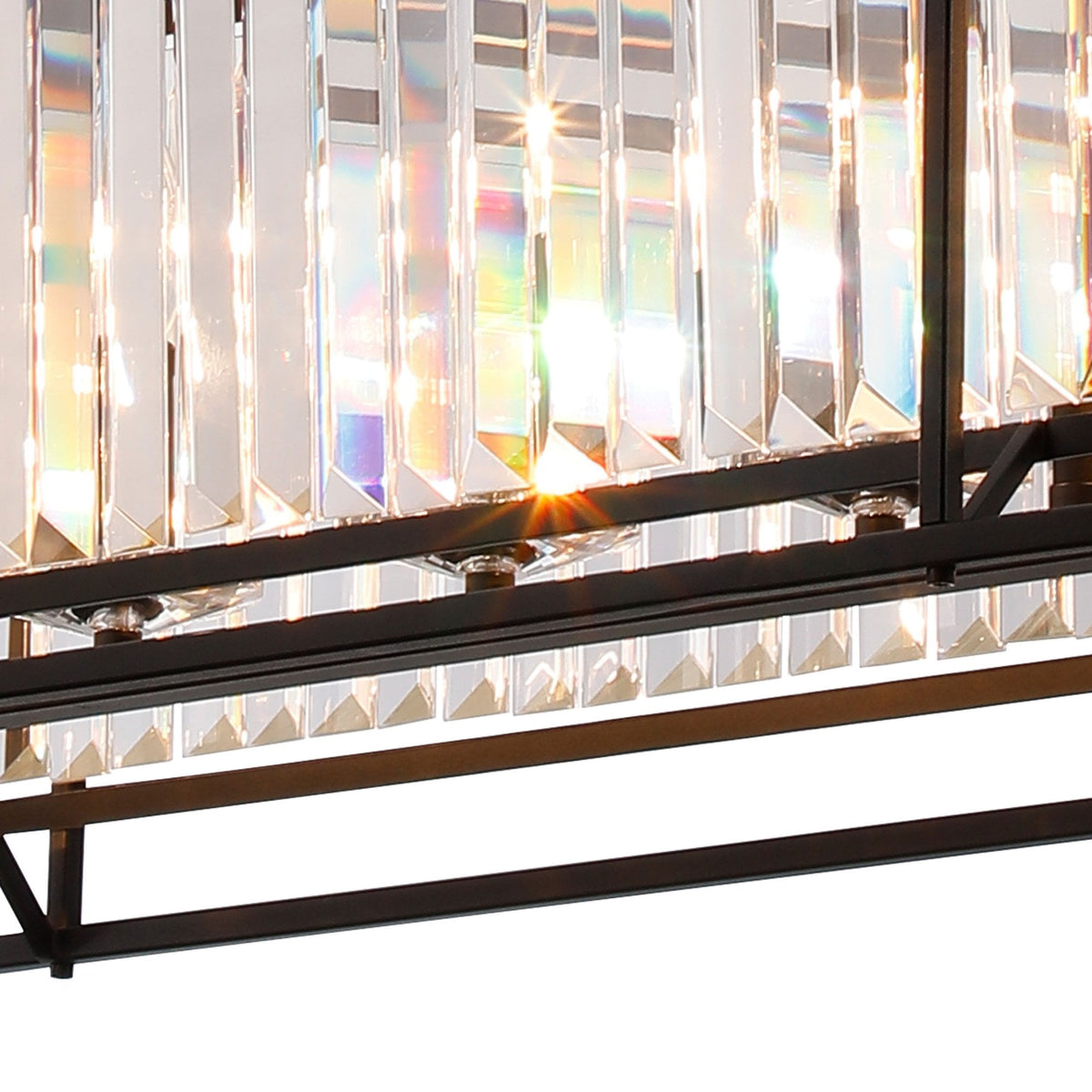 Torrington 7 Lamp Oval Pendant in Satin Black with Clear Crystals