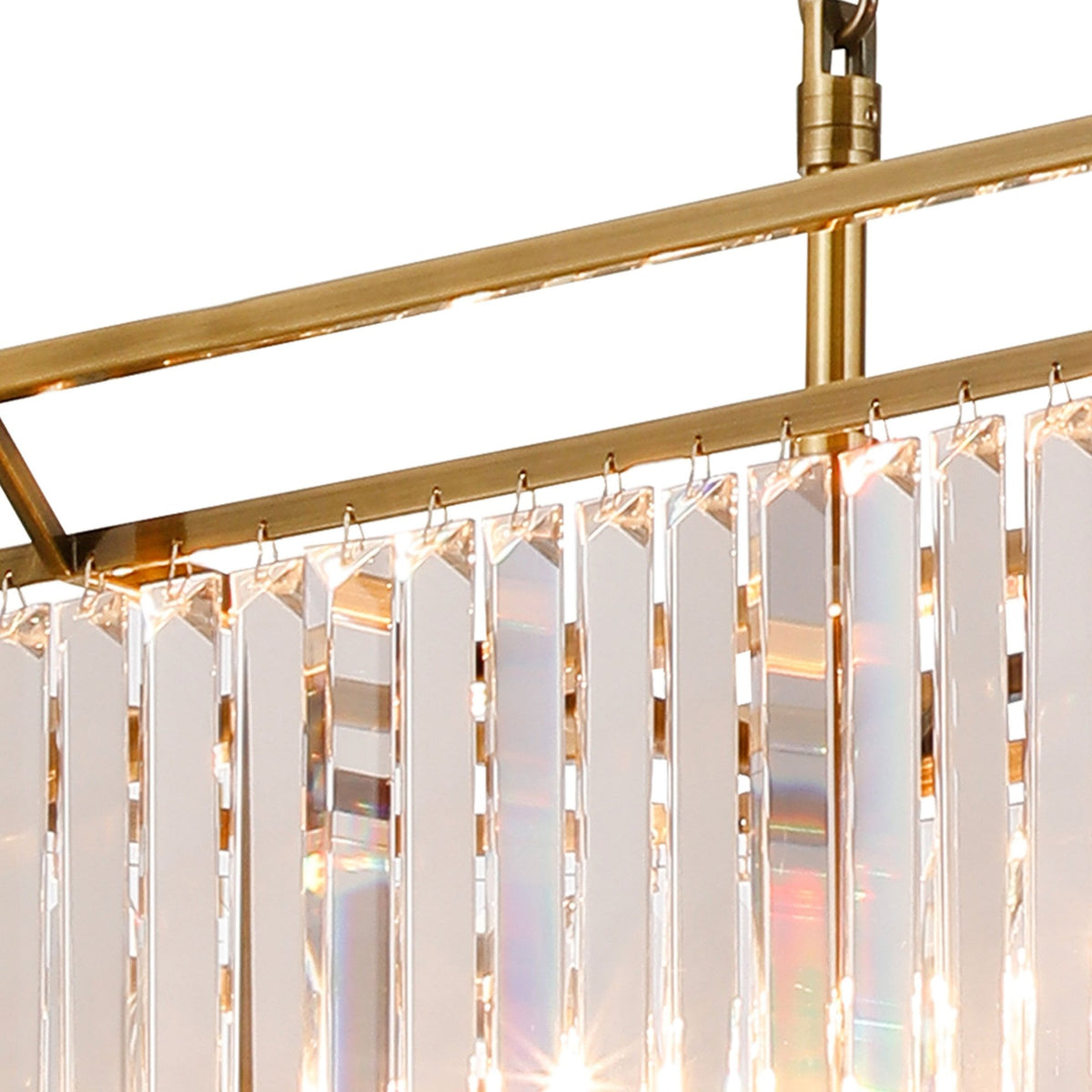 Torrington 7 Lamp Oval Pendant in Antique Brass with Clear Crystals