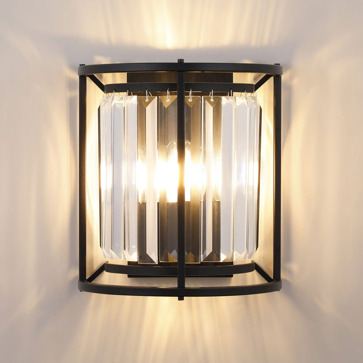 Torrington Wall Light in Satin Black with Clear Crystals