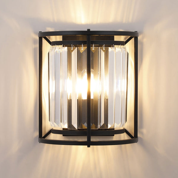 Torrington Wall Light in Satin Black with Clear Crystals