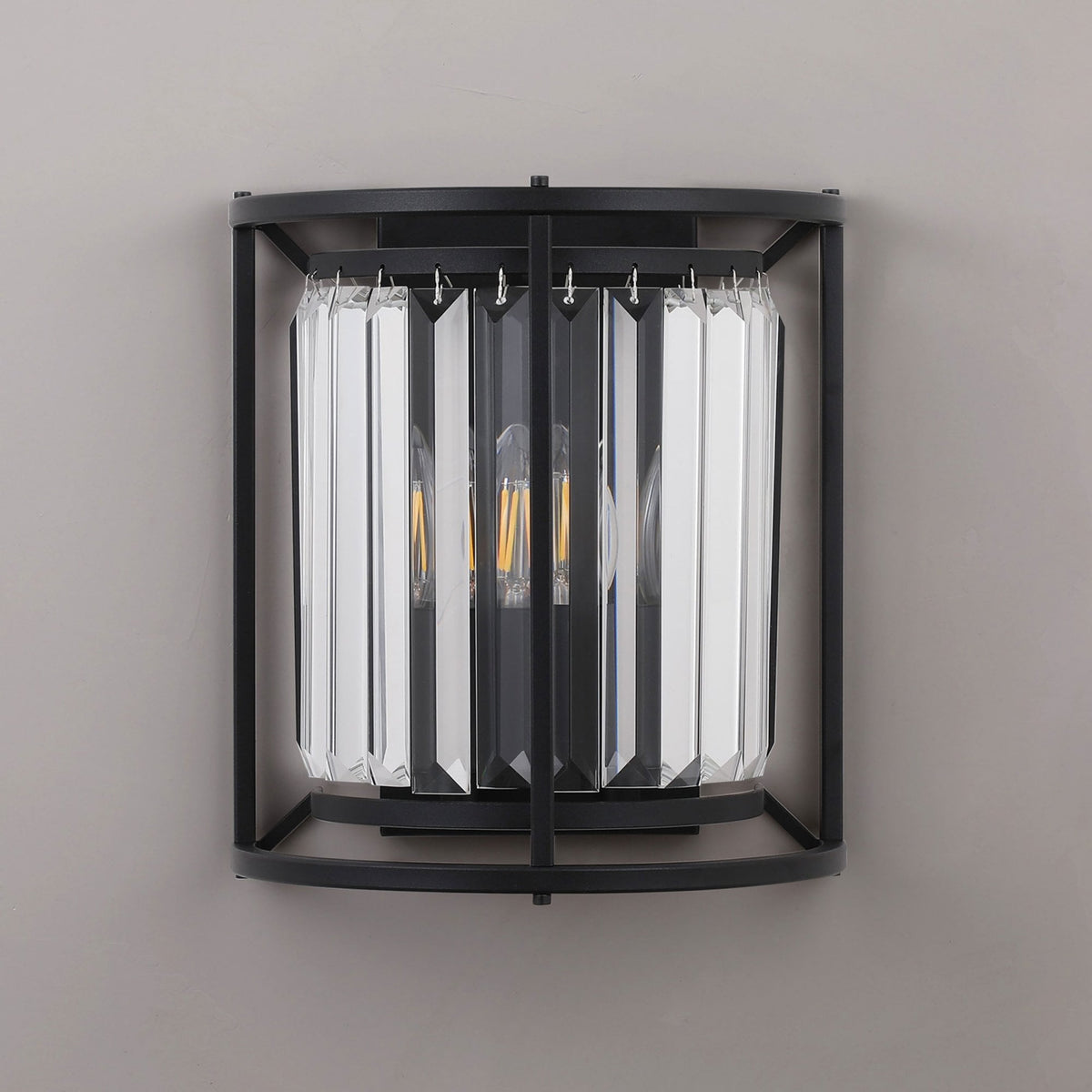 Torrington Wall Light in Satin Black with Clear Crystals