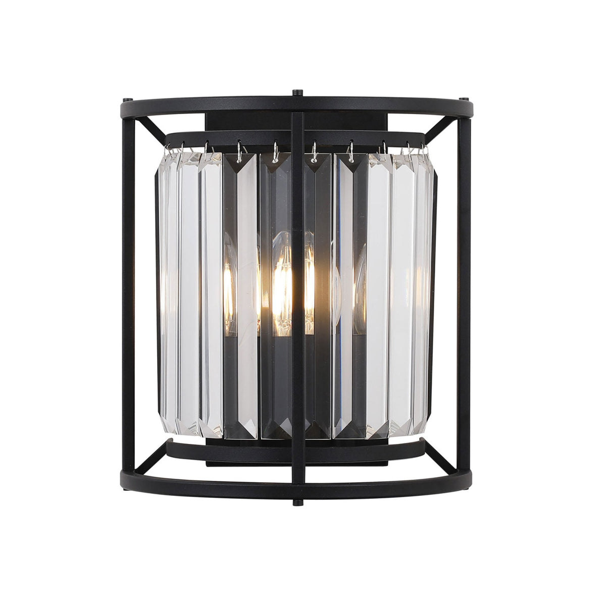 Torrington Wall Light in Satin Black with Clear Crystals