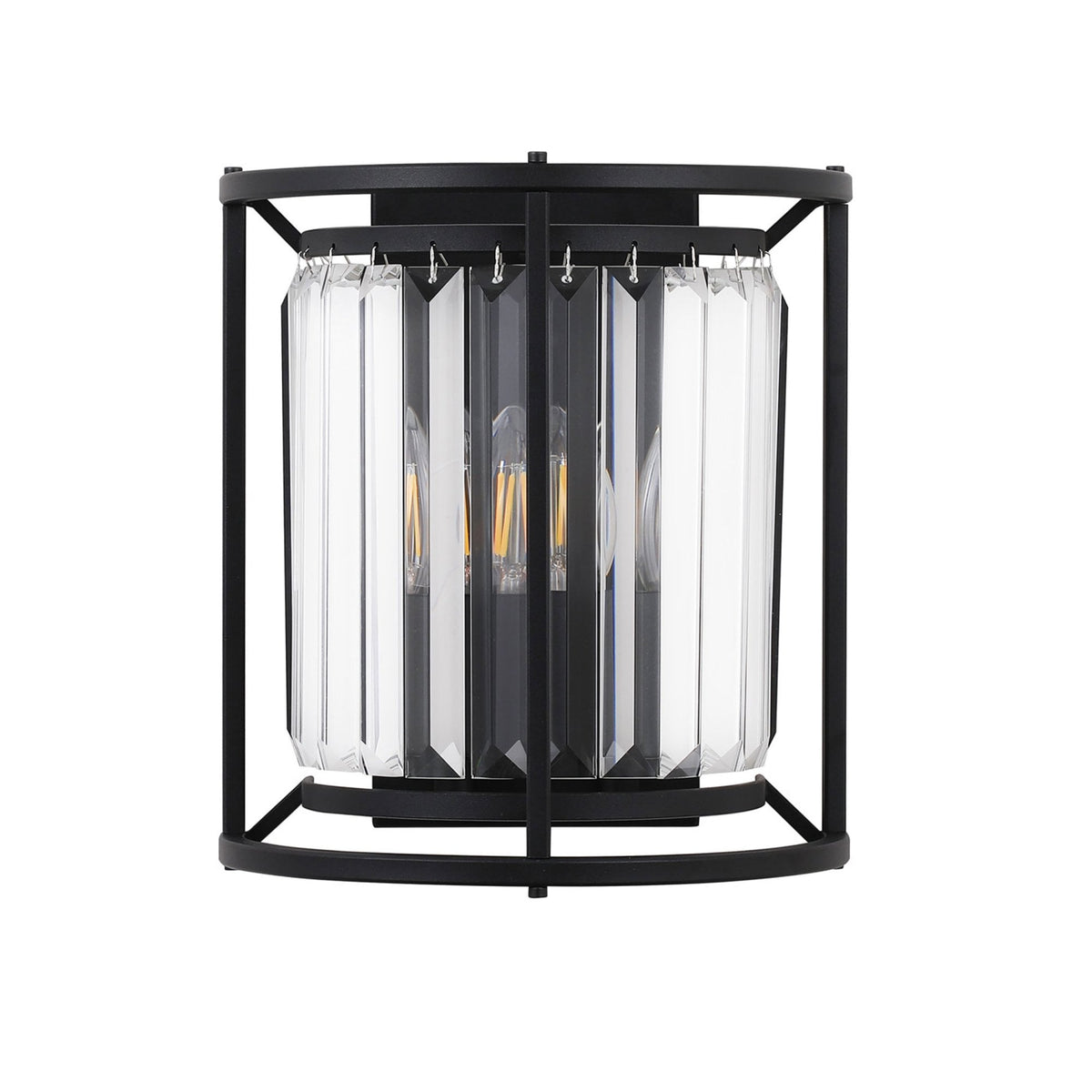Torrington Wall Light in Satin Black with Clear Crystals