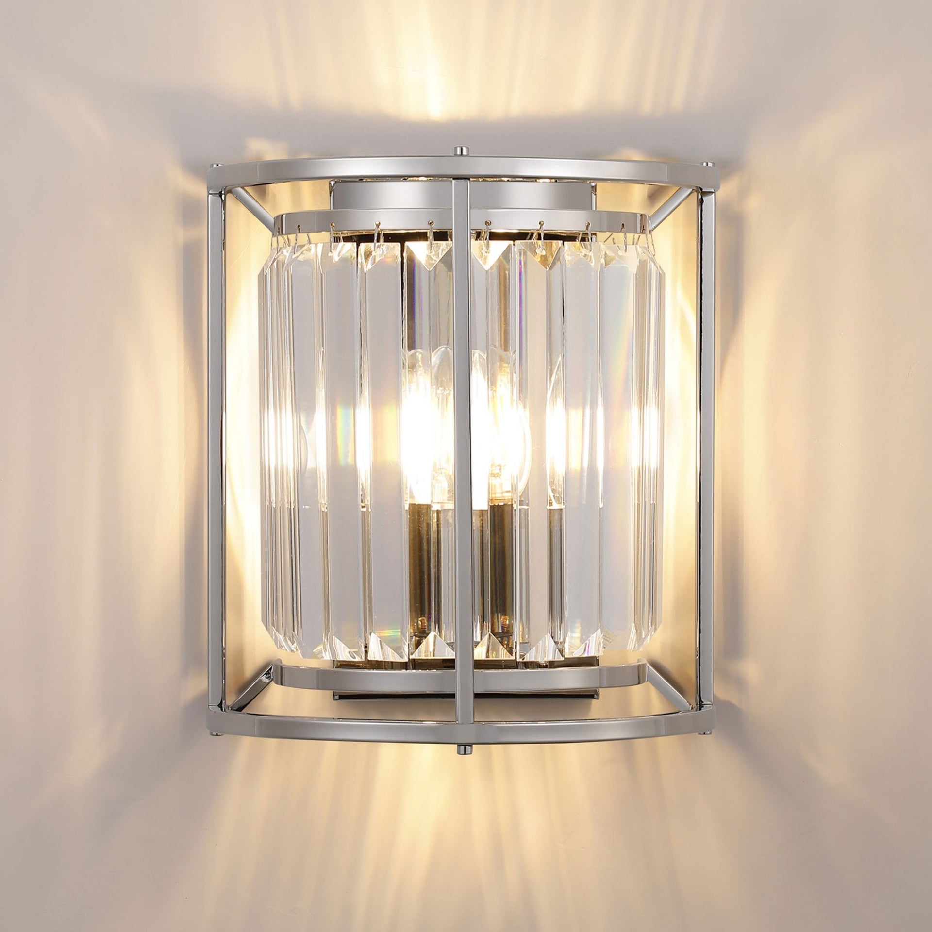 Torrington Wall Light Polished Nickel Clear Crystals