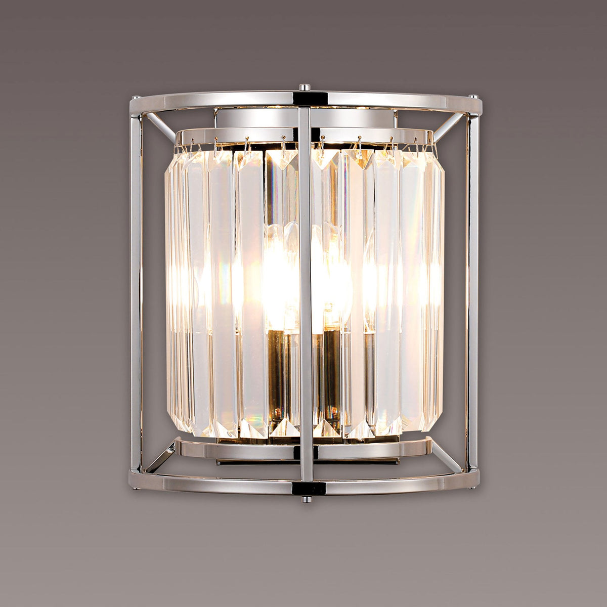 Torrington Wall Light in Polished Nickel with Clear Crystals
