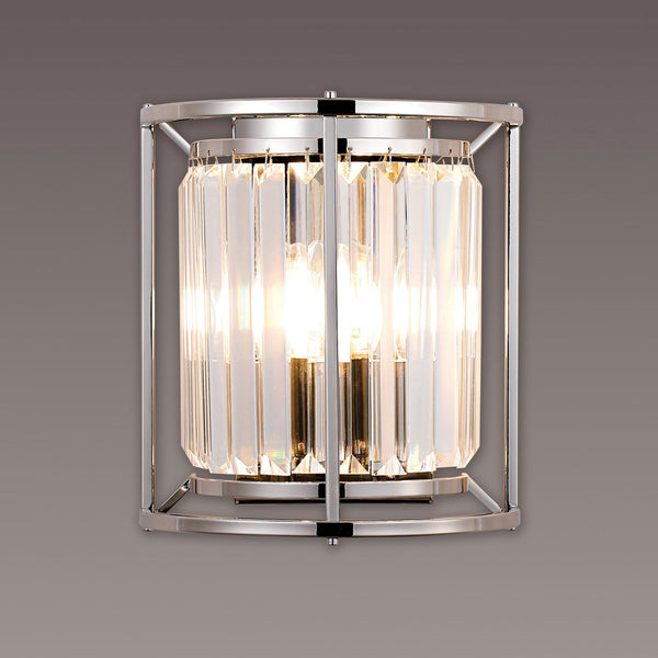 Torrington Wall Light in Polished Nickel with Clear Crystals