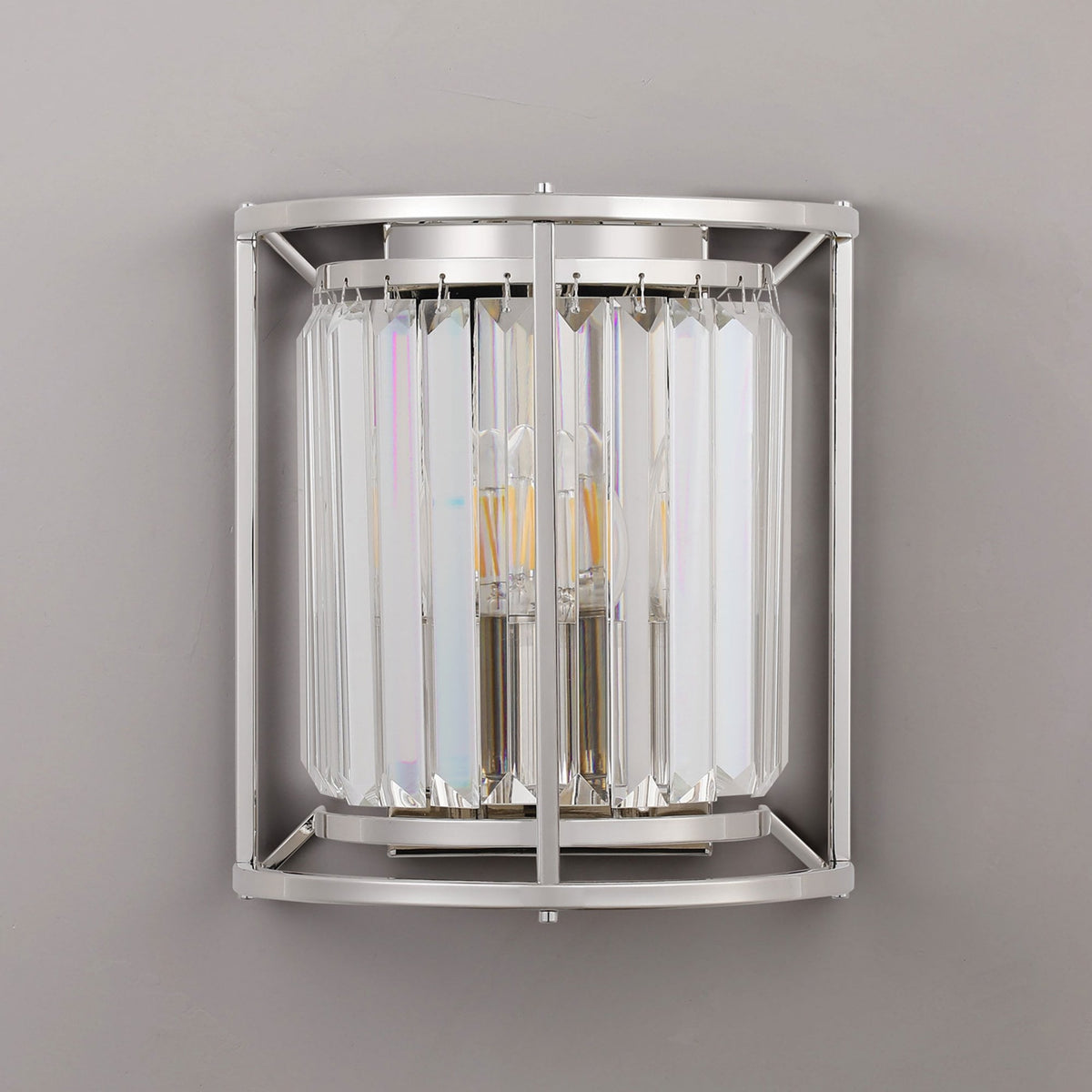 Torrington Wall Light in Polished Nickel with Clear Crystals