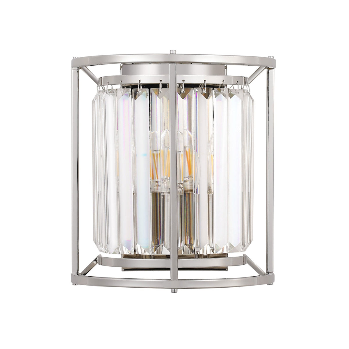 Torrington Wall Light in Polished Nickel with Clear Crystals