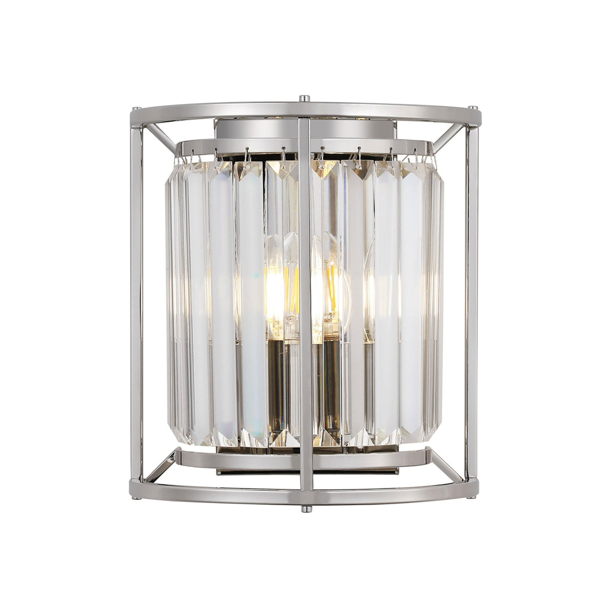 Torrington Wall Light in Polished Nickel with Clear Crystals
