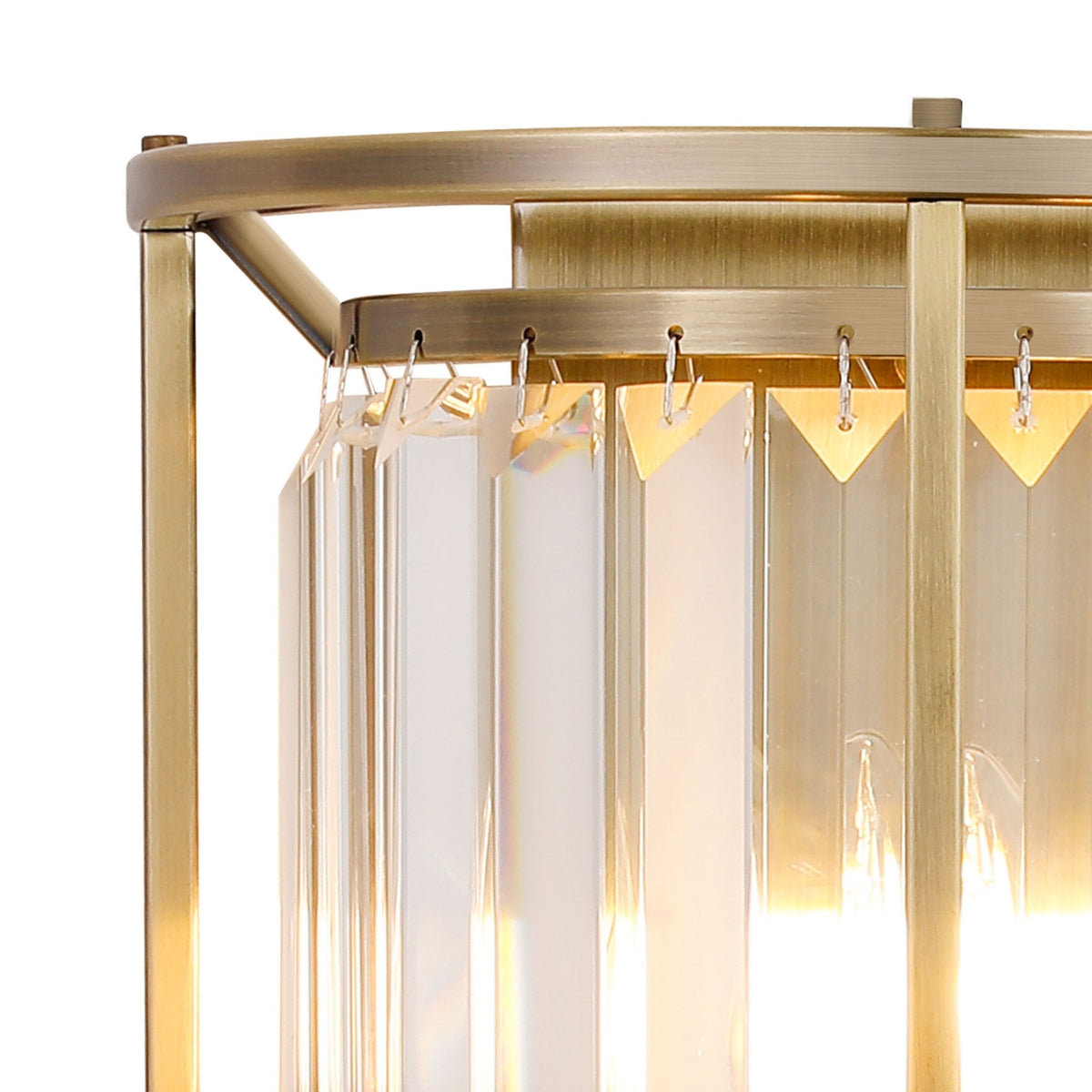 Torrington Wall Light in Antique Brass with Clear Crystals