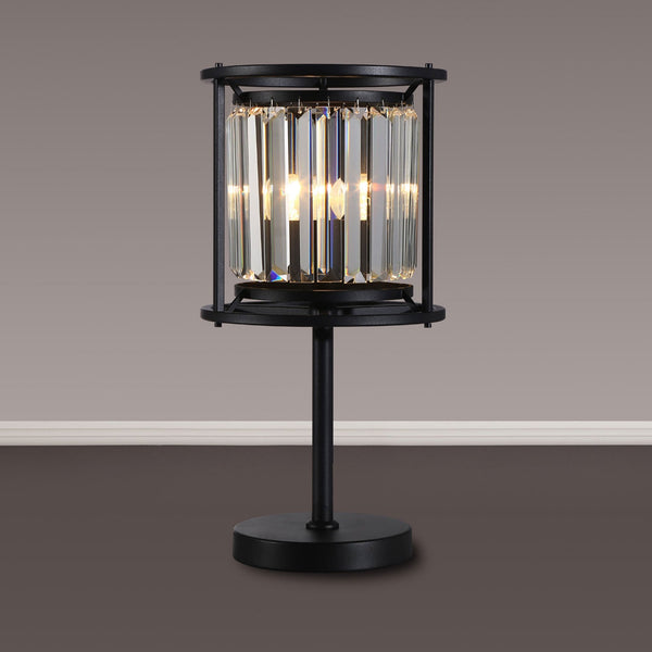 Torrington Table Lamp in Satin Black with Clear Crystals