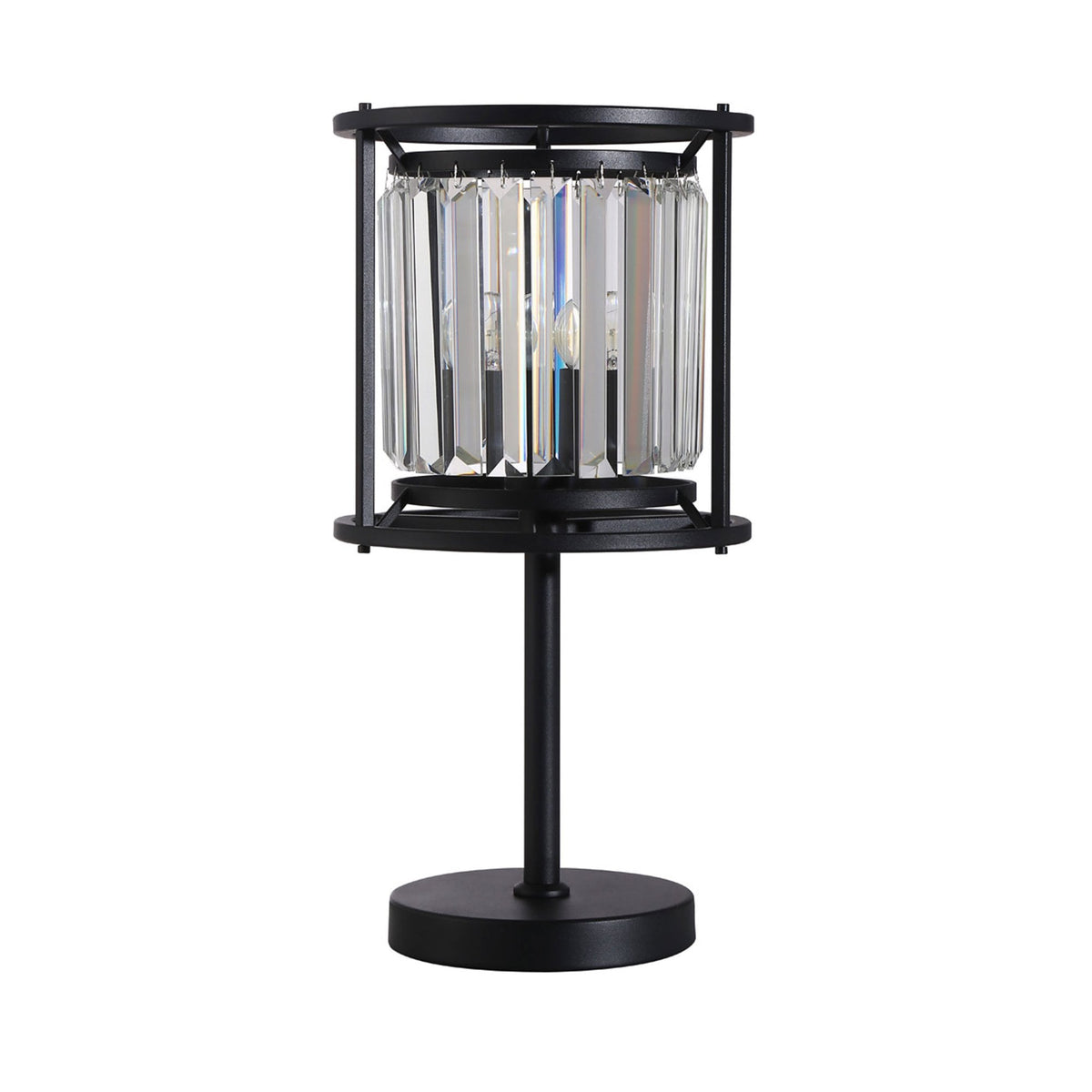 Torrington Table Lamp in Satin Black with Clear Crystals