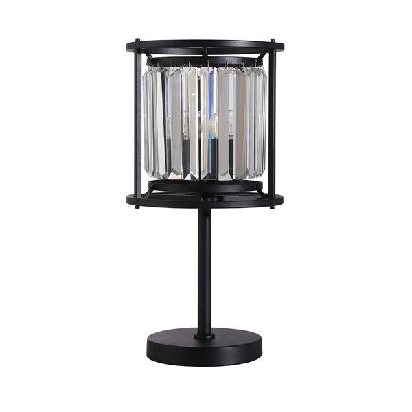 Torrington Table Lamp in Satin Black with Clear Crystals