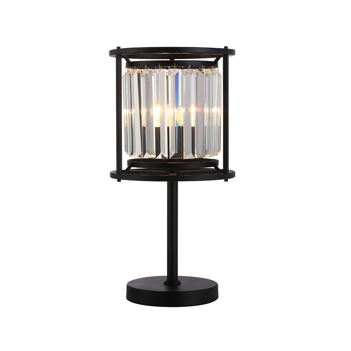 Torrington Table Lamp in Satin Black with Clear Crystals