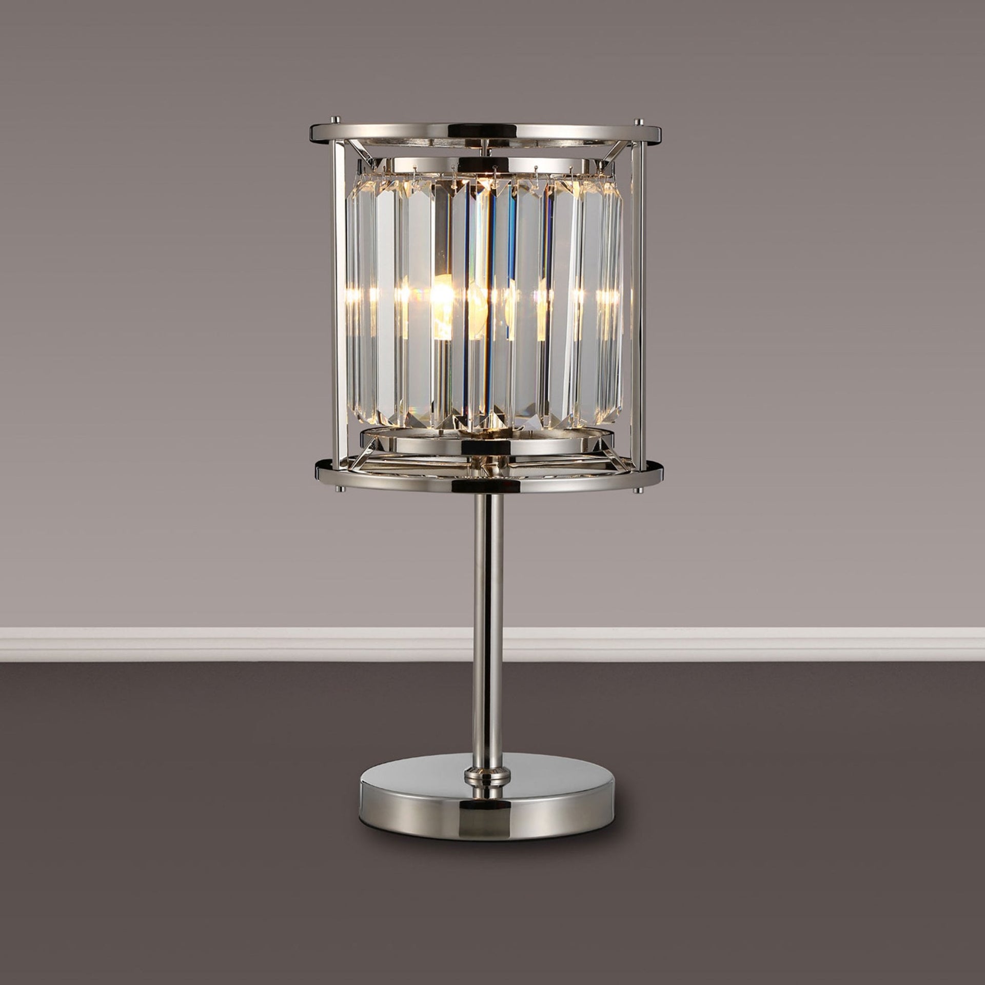Torrington Table Lamp Polished Nickel Clear Crystals