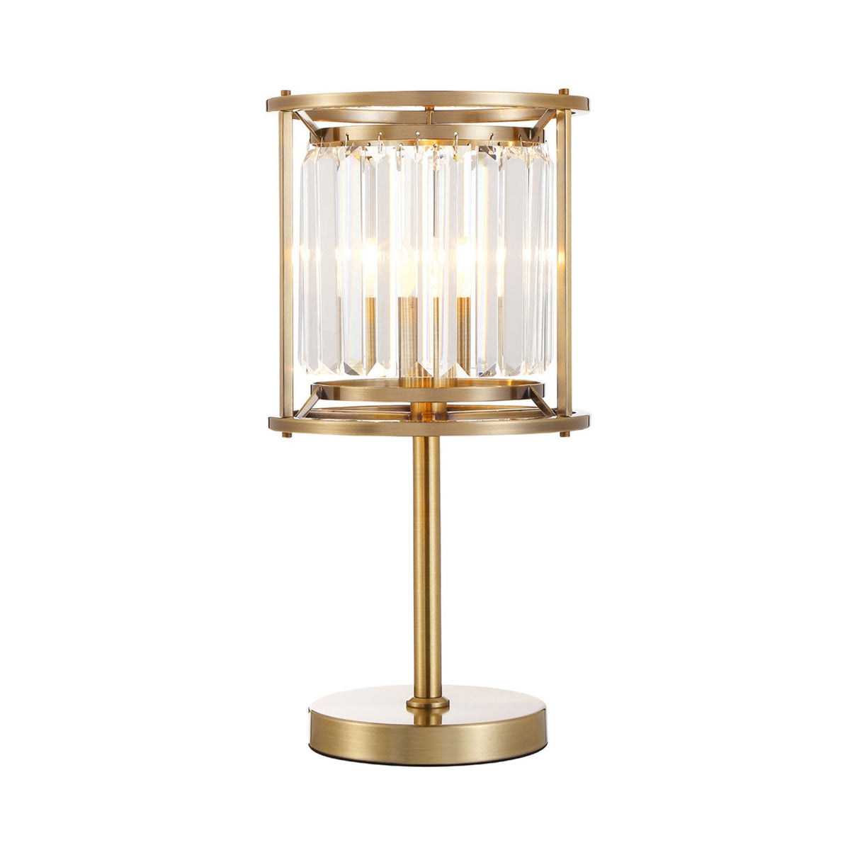 Torrington Table Lamp in Antique Brass with Clear Crystals