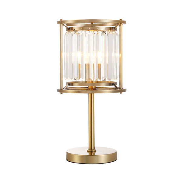 Torrington Table Lamp in Antique Brass with Clear Crystals