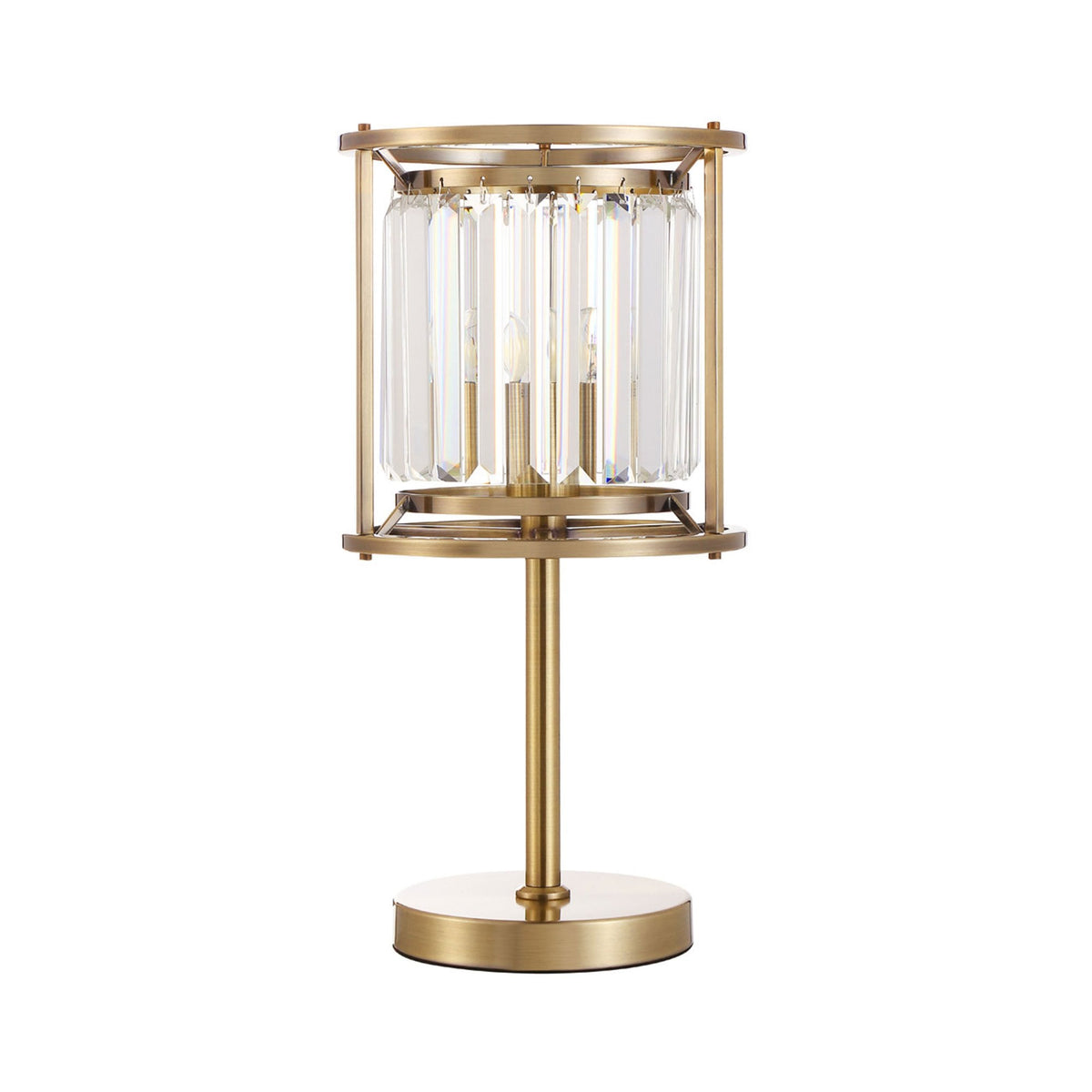 Torrington Table Lamp in Antique Brass with Clear Crystals