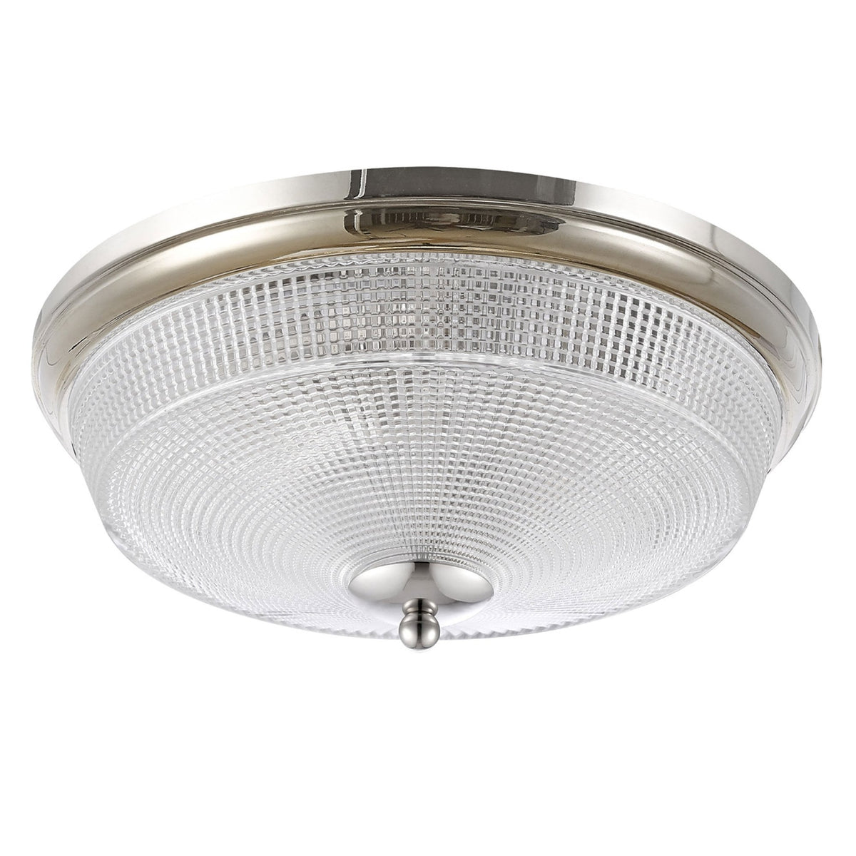 Lumiere Arlington IP44 Ceiling Light in Polished Nickel with Prismatic Glass
