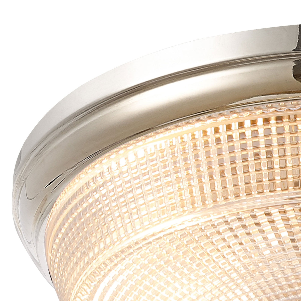 Lumiere Arlington IP44 Ceiling Light in Polished Nickel with Prismatic Glass