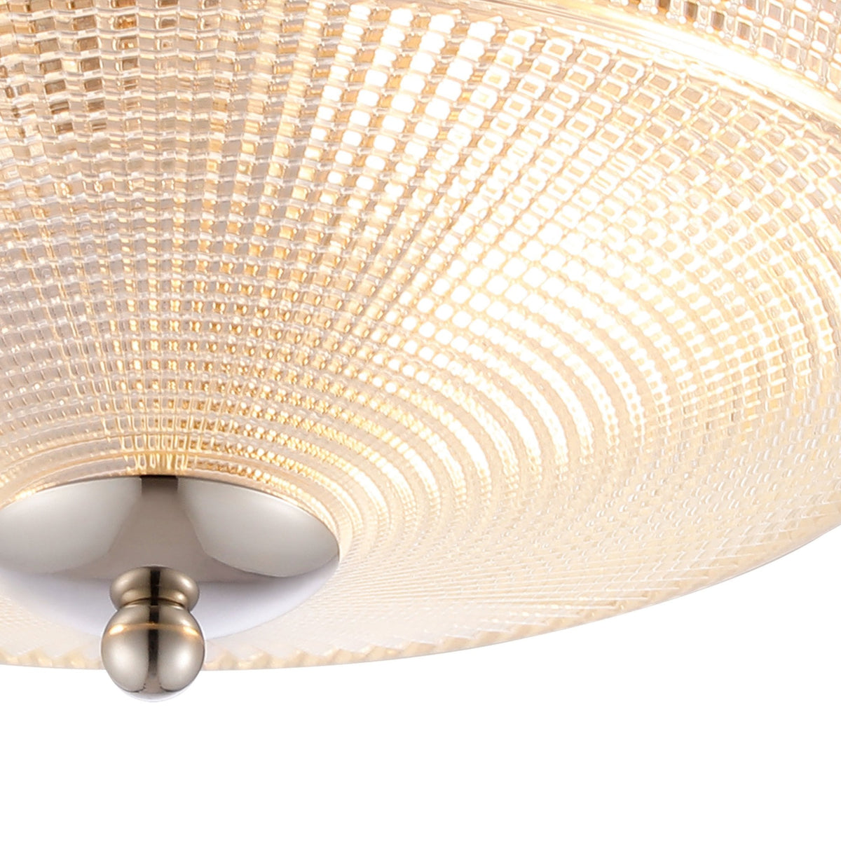Arlington IP44 Ceiling Light in Polished Nickel with Prismatic Glass
