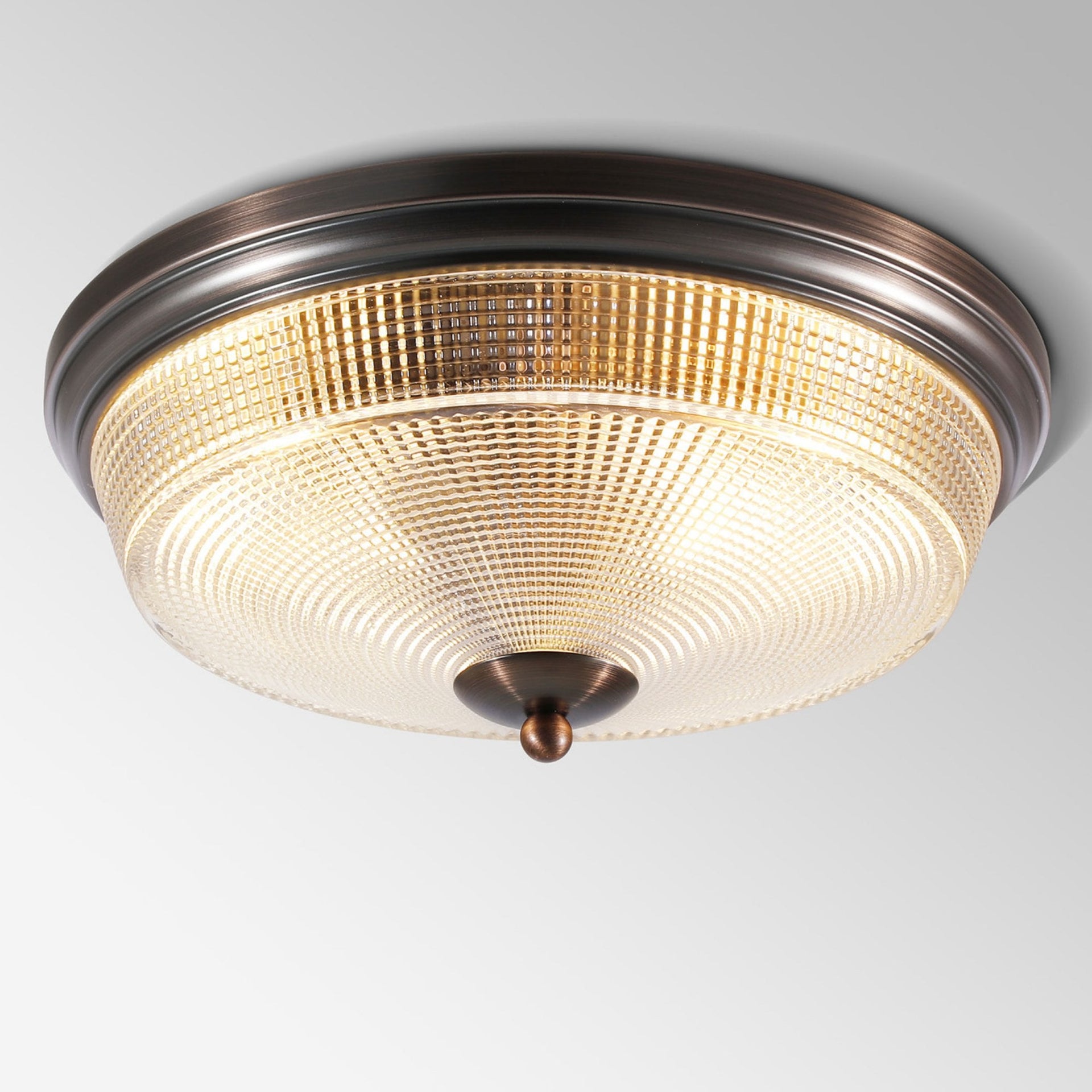 Arlington IP44 Ceiling Light Prismatic Glass