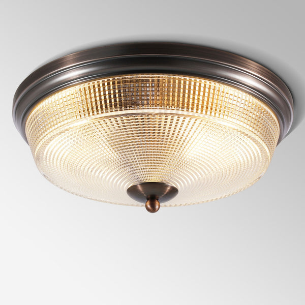 Arlington IP44 Ceiling Light in Bronze with Prismatic Glass