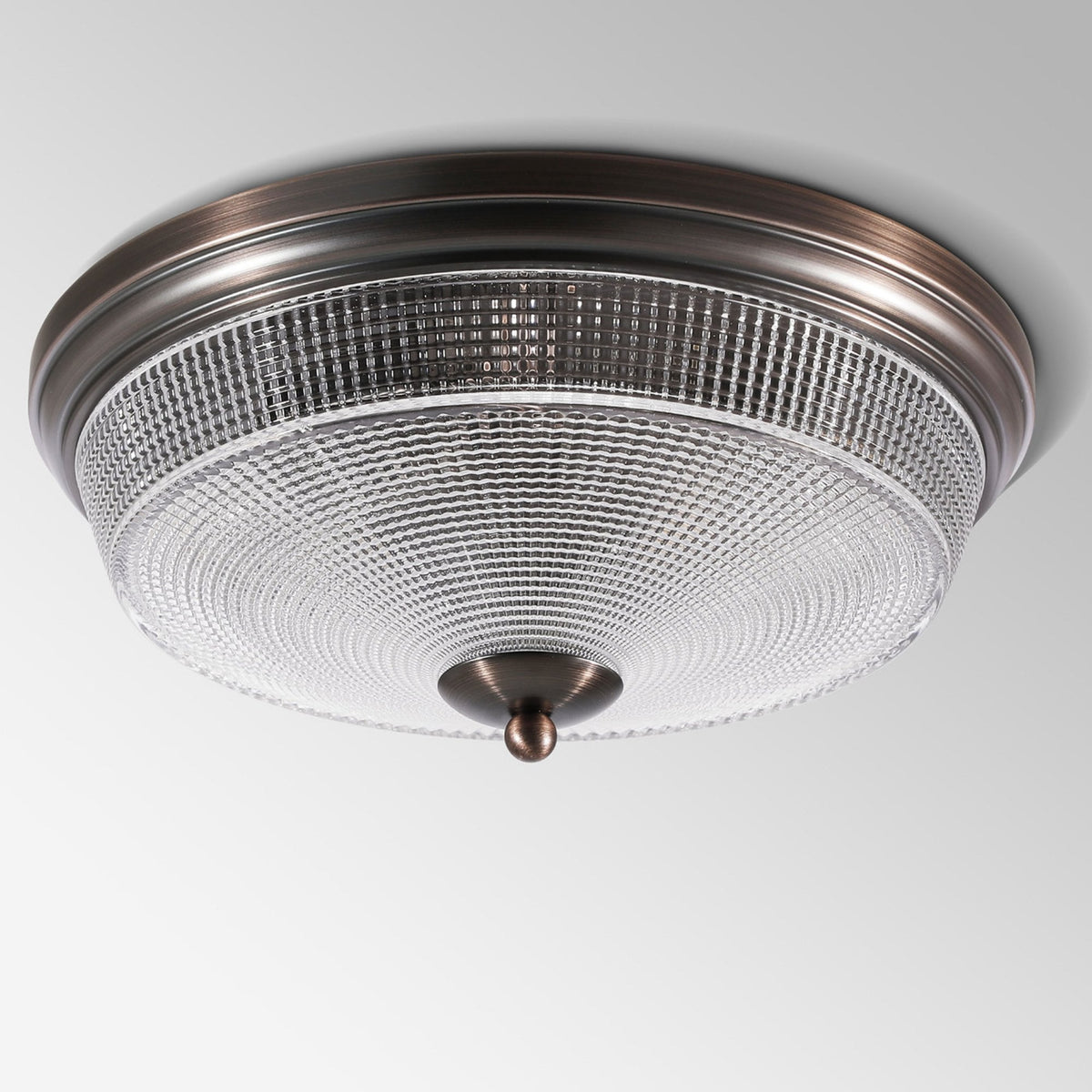 Arlington IP44 Ceiling Light in Bronze with Prismatic Glass